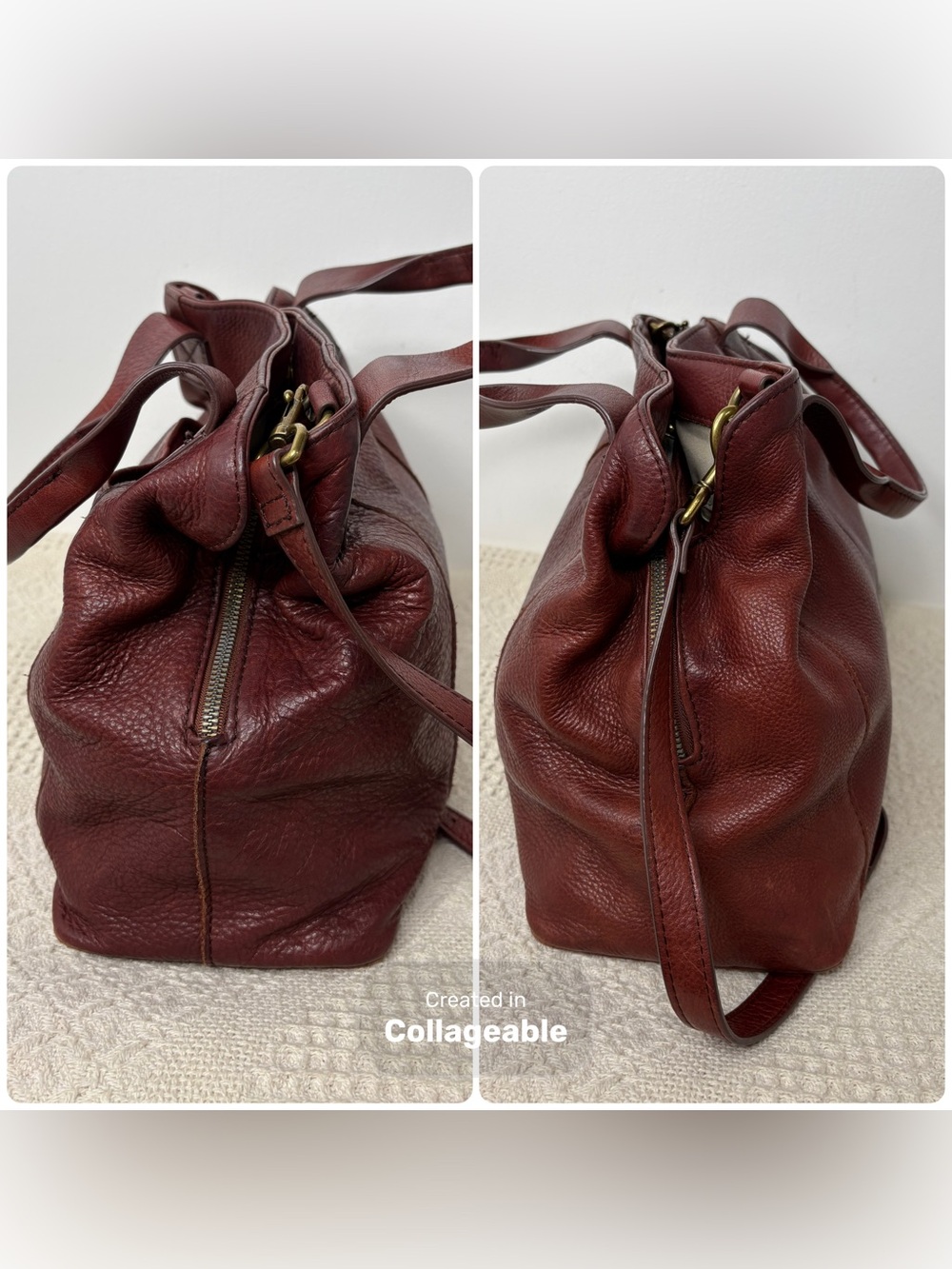 American Leather Co Ada Triple Entry Satchel Cordovan Burgundy Crossbody Bag - Picture 3 of 9